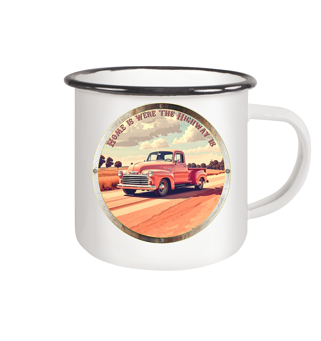 HighwayPlace 11 - Emaille Tasse (Black)