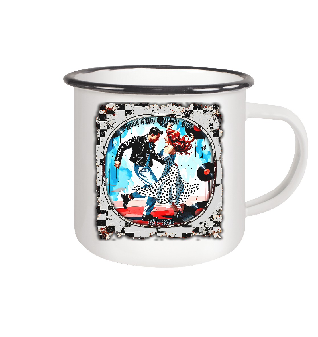 Rock´n Roll 9 - Emaille Tasse (Black)