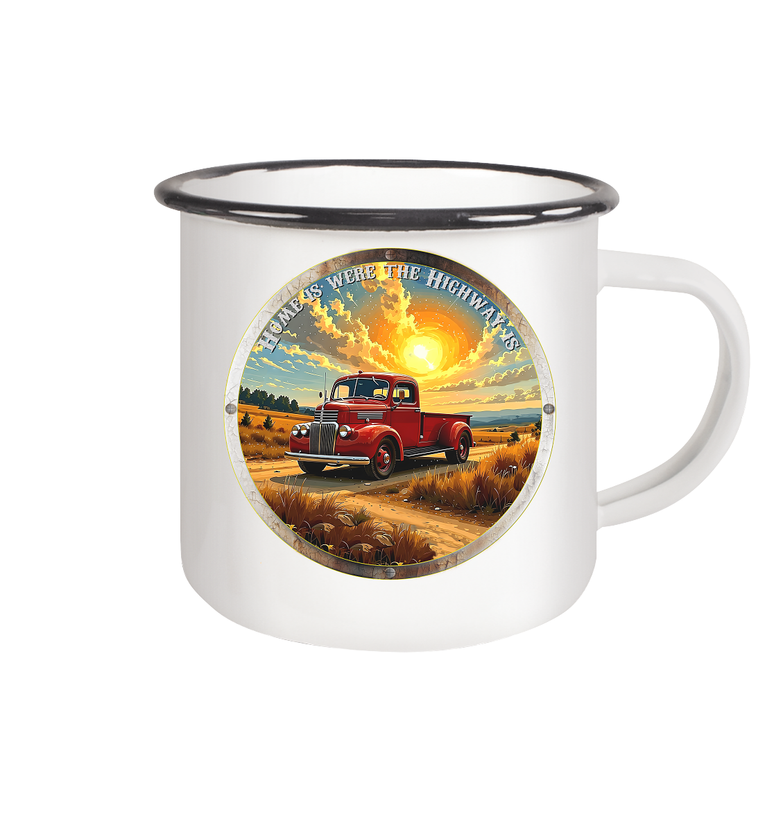 HighwayPlace 6 - Emaille Tasse (Black)