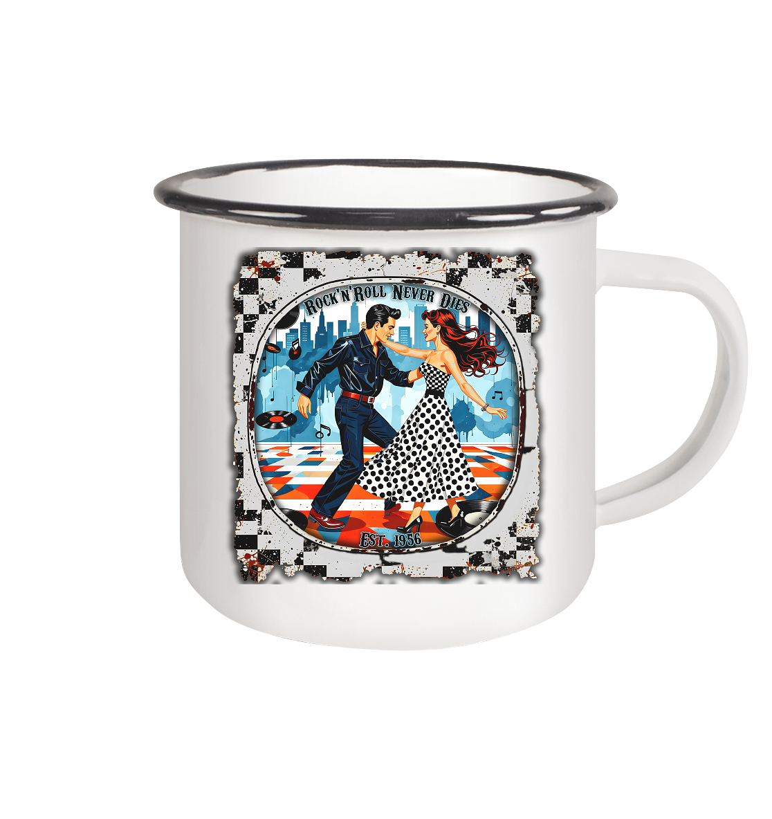 Rock´n Roll 12 - Emaille Tasse (Black)