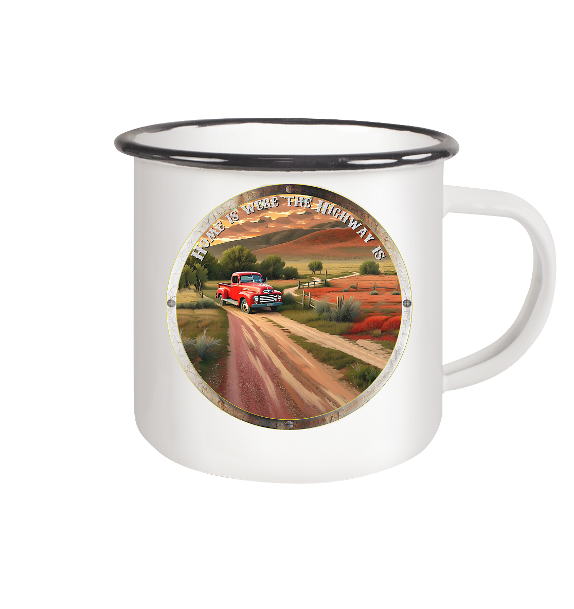 HighwayPlace 8 - Emaille Tasse (Black)