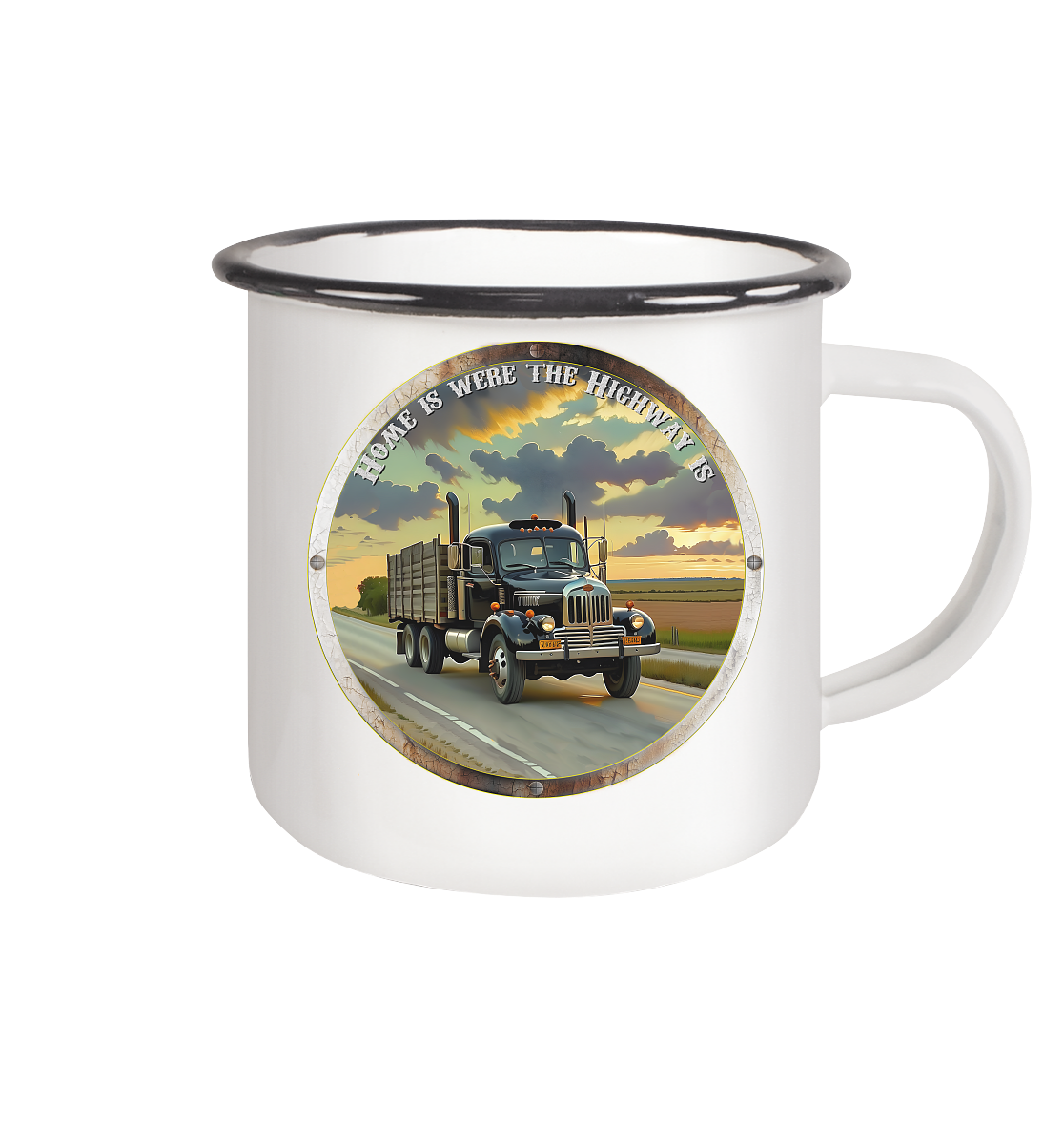 HighwayPlace 10 - Emaille Tasse (Black)