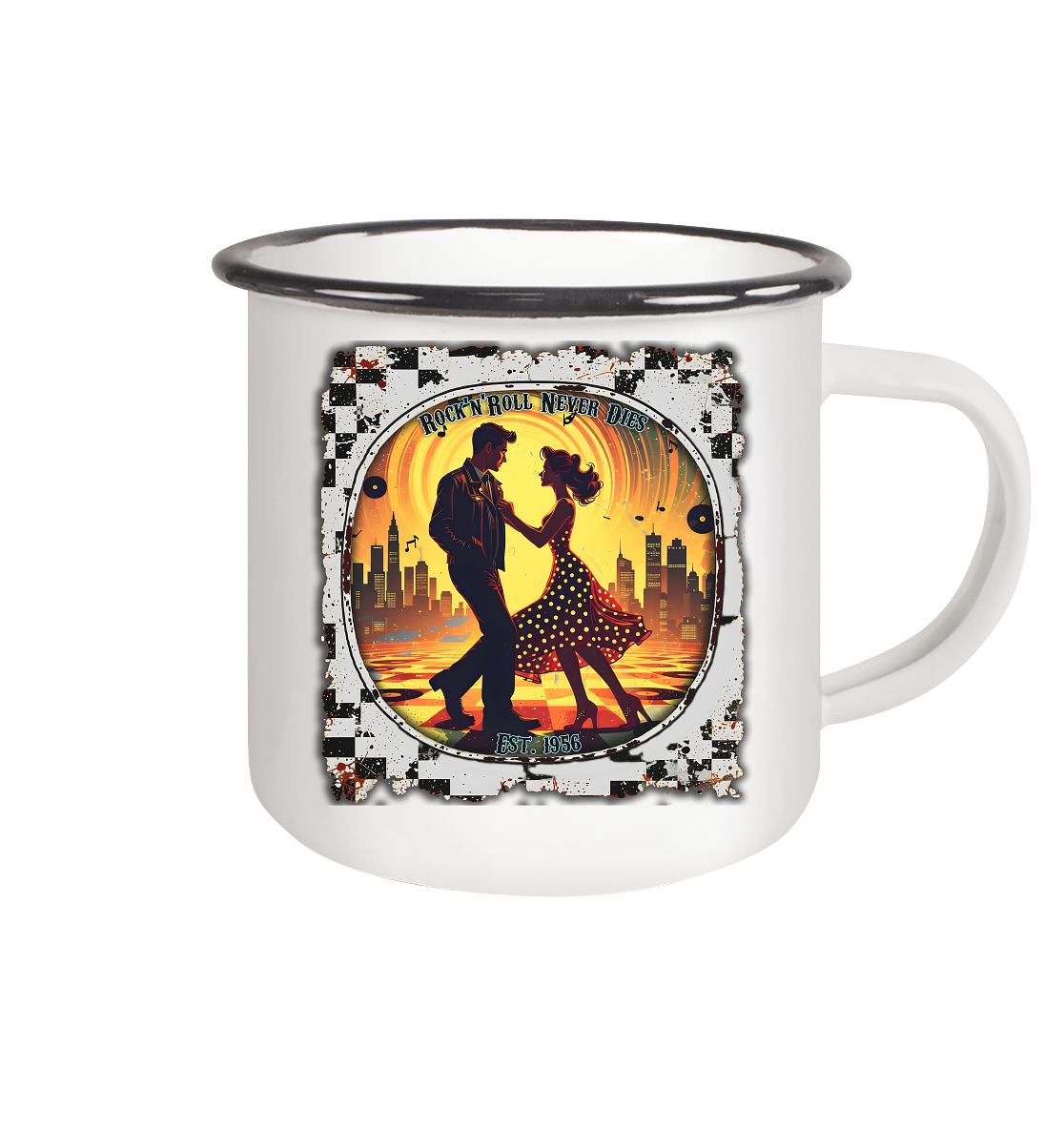 Rock´n Roll 8 - Emaille Tasse (Black)