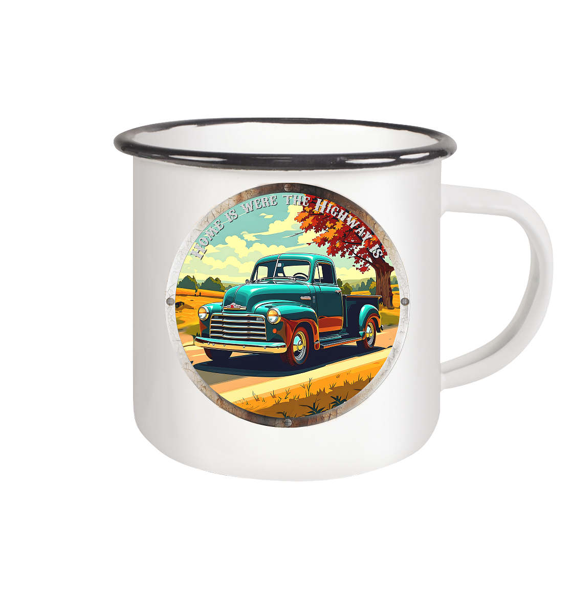 HighwayPlace  Kopie - Emaille Tasse (Black)