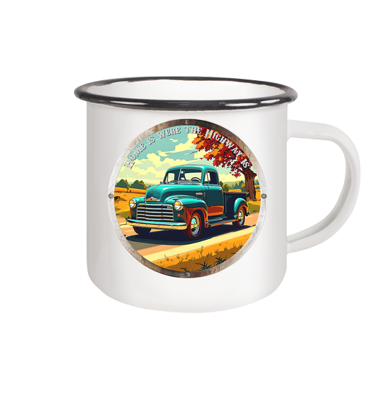 HighwayPlace  Kopie - Emaille Tasse (Black)