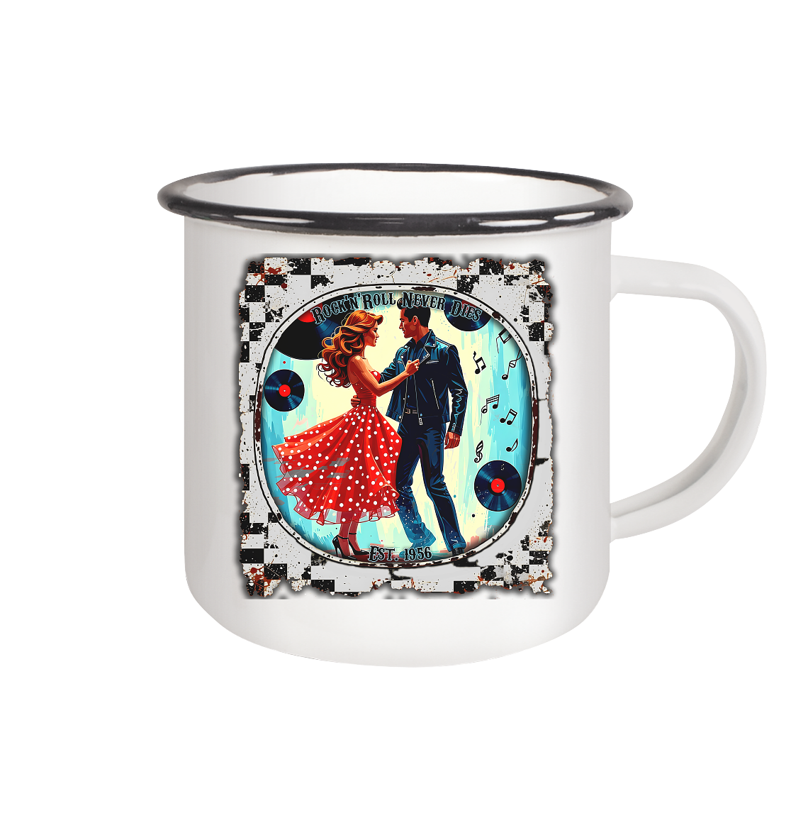 Rock´n Roll 10 - Emaille Tasse (Black)