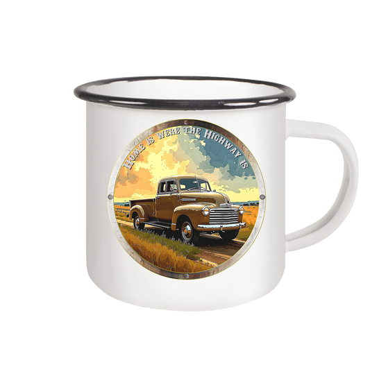 HighwayPlace 7 - Emaille Tasse (Black)