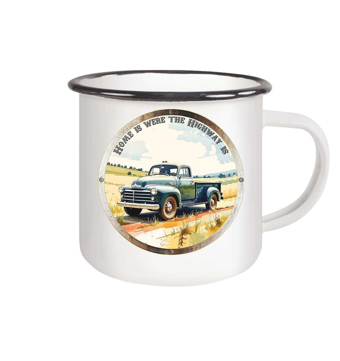 HighwayPlace 5 - Emaille Tasse (Black)