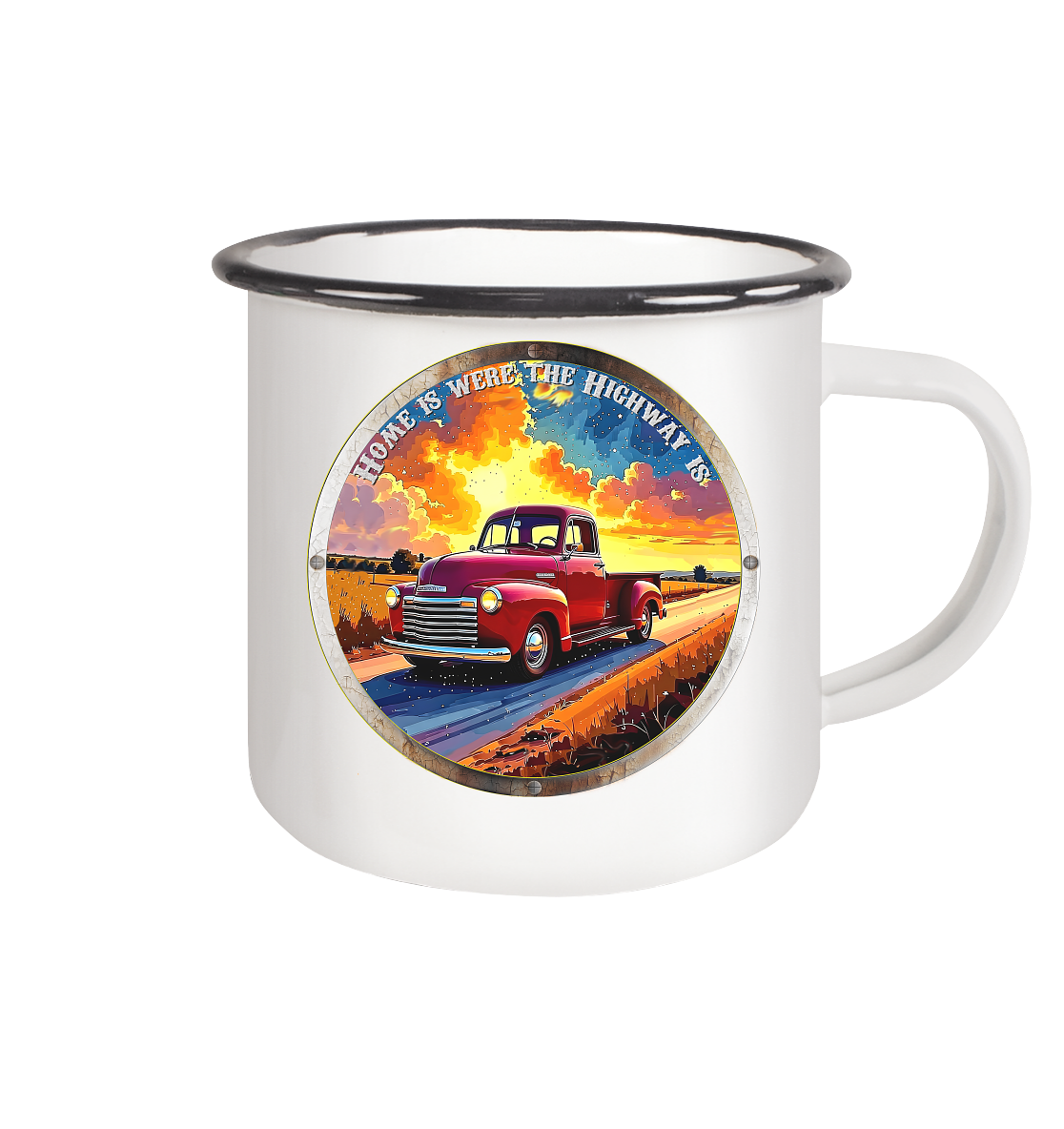 HighwayPlace 4 - Emaille Tasse (Black)