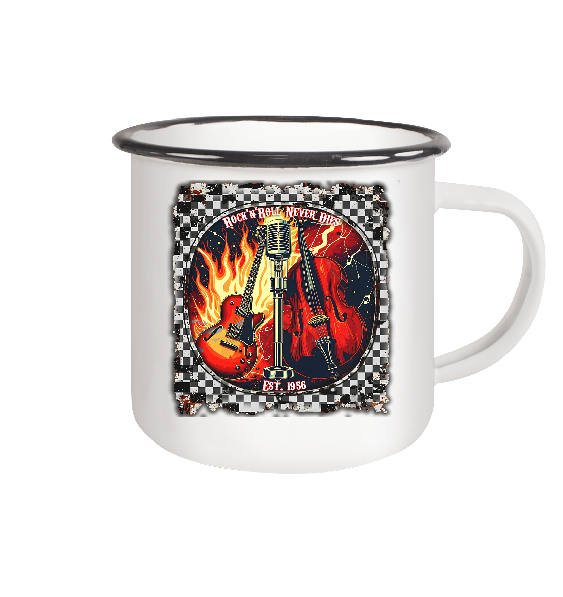 Rock´n Roll 2 - Emaille Tasse (Black)