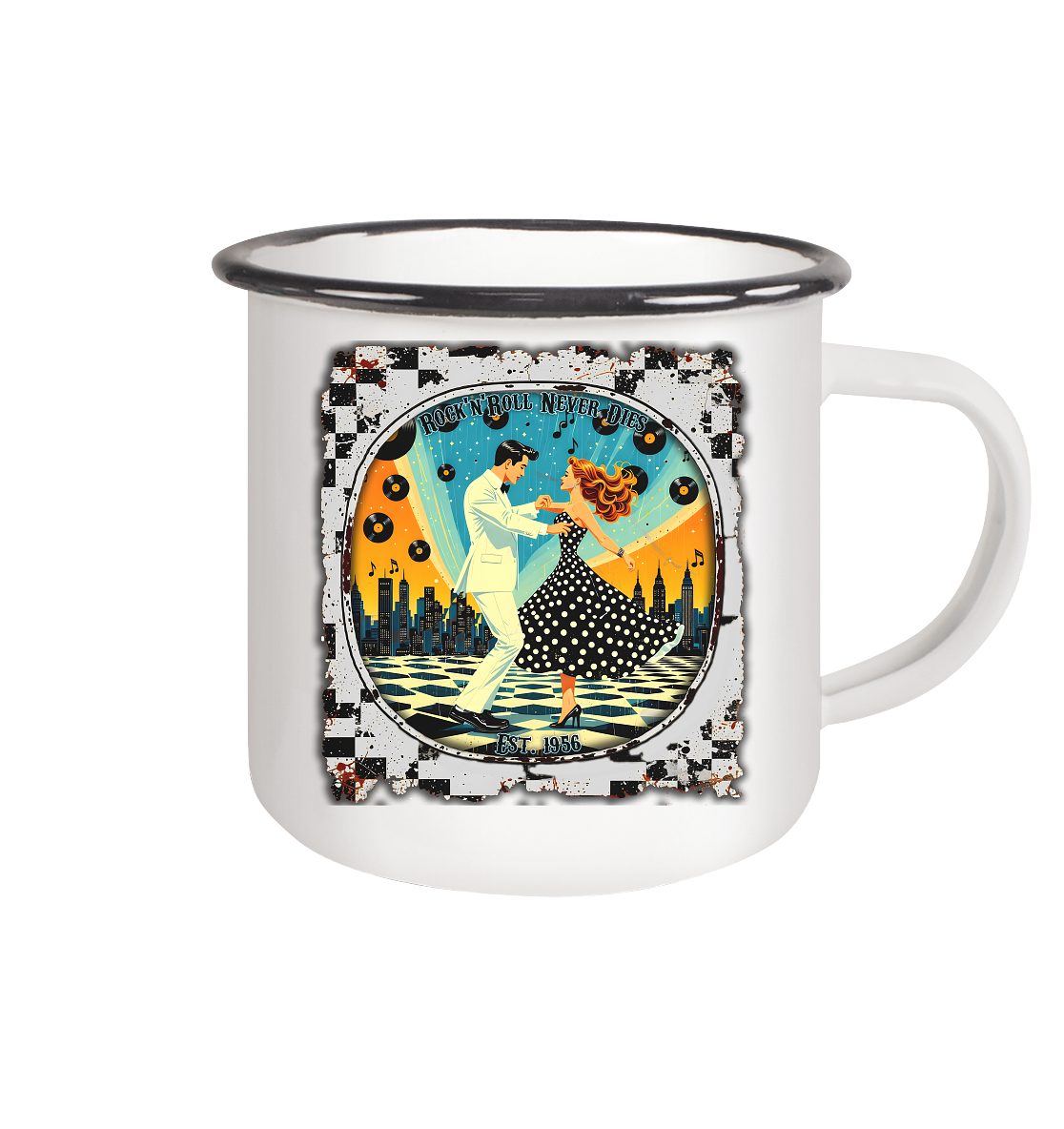 Rock´n Roll 6 - Emaille Tasse (Black)