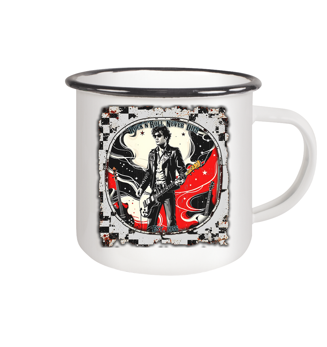 Rock´n Roll 1 - Emaille Tasse (Black)