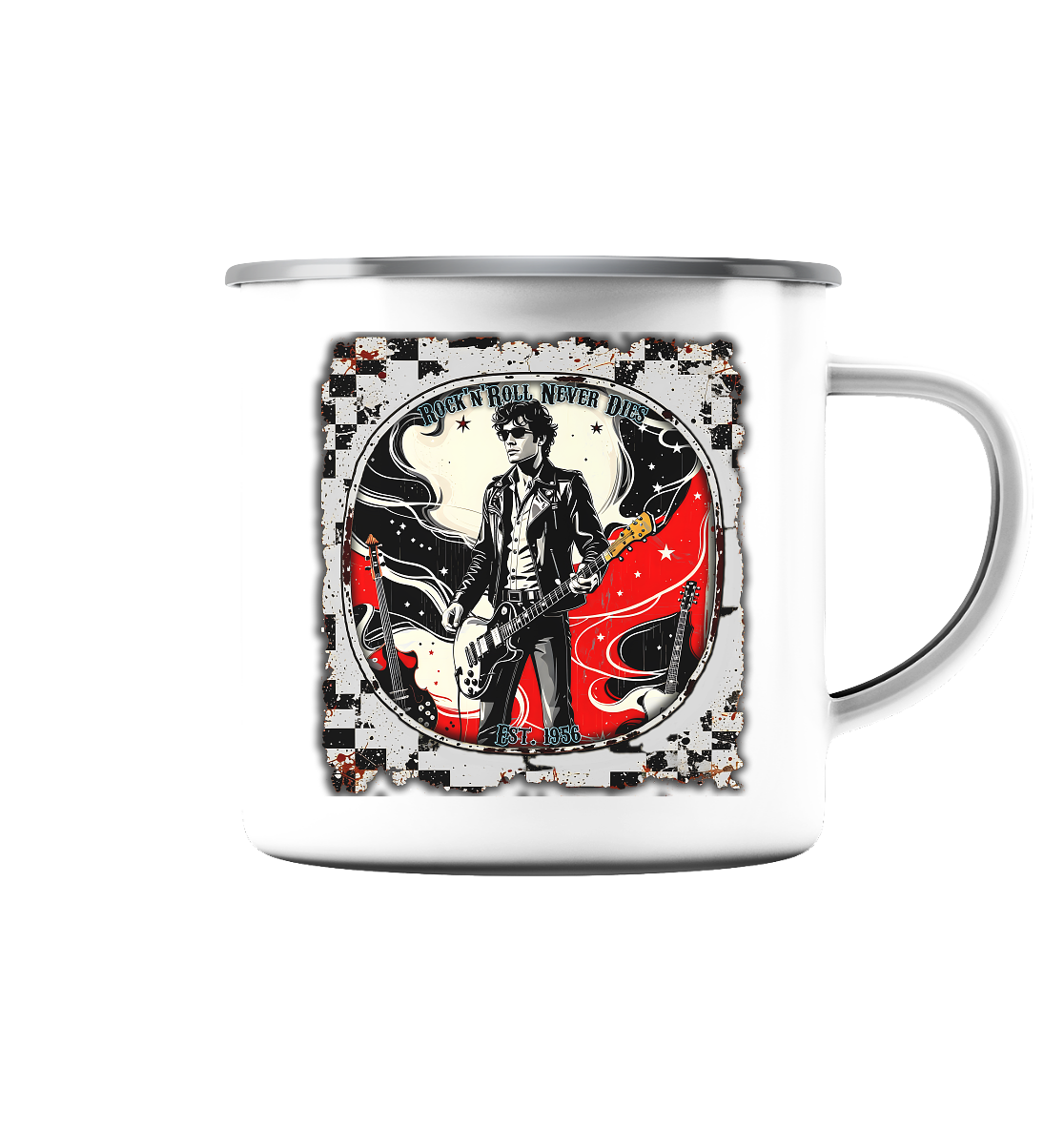 Rock´n Roll 1 - Emaille Tasse (Silber)