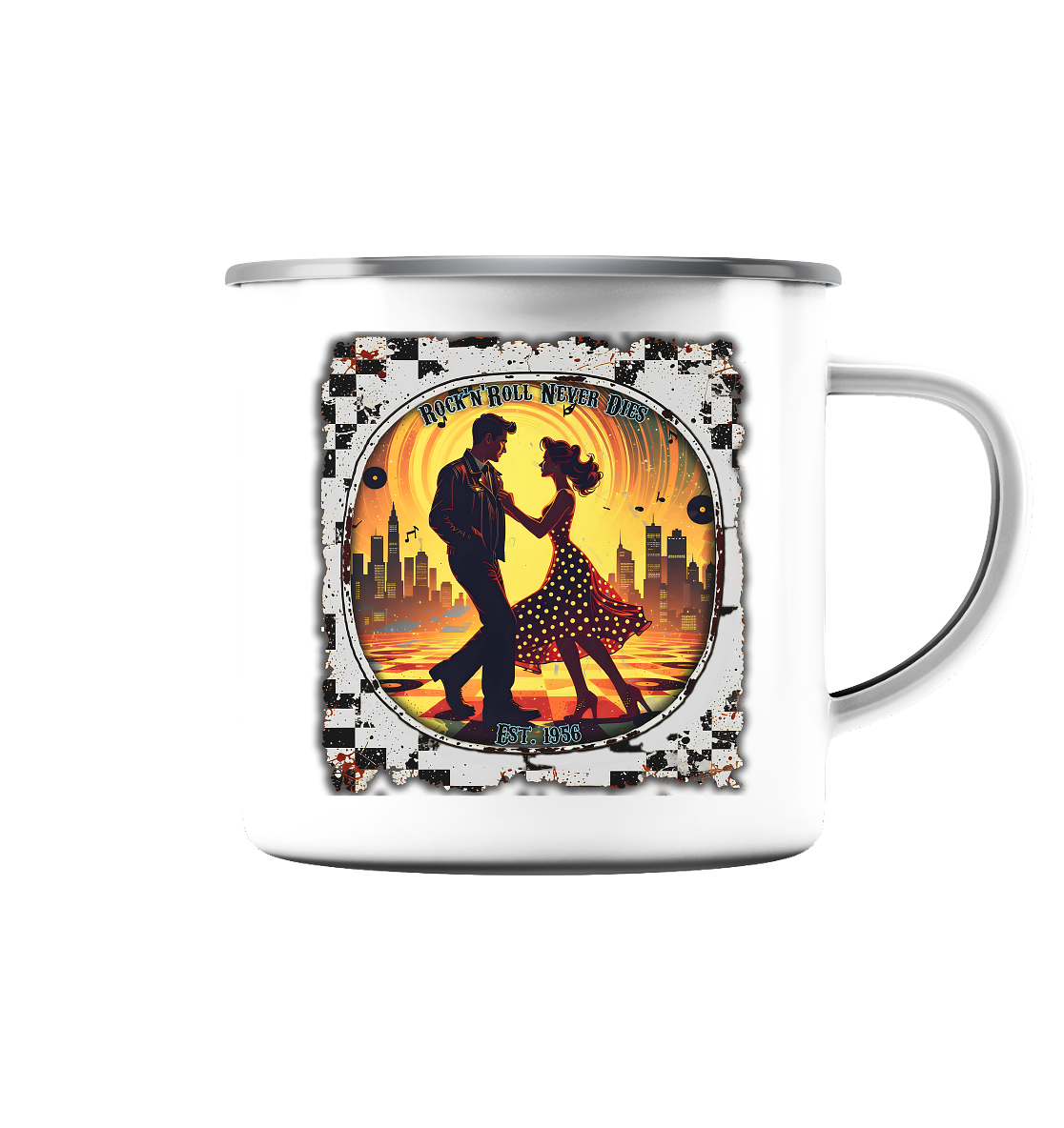 Rock´n Roll 8 - Emaille Tasse (Silber)