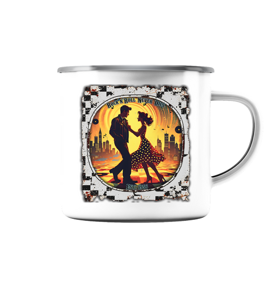 Rock´n Roll 8 - Emaille Tasse (Silber)