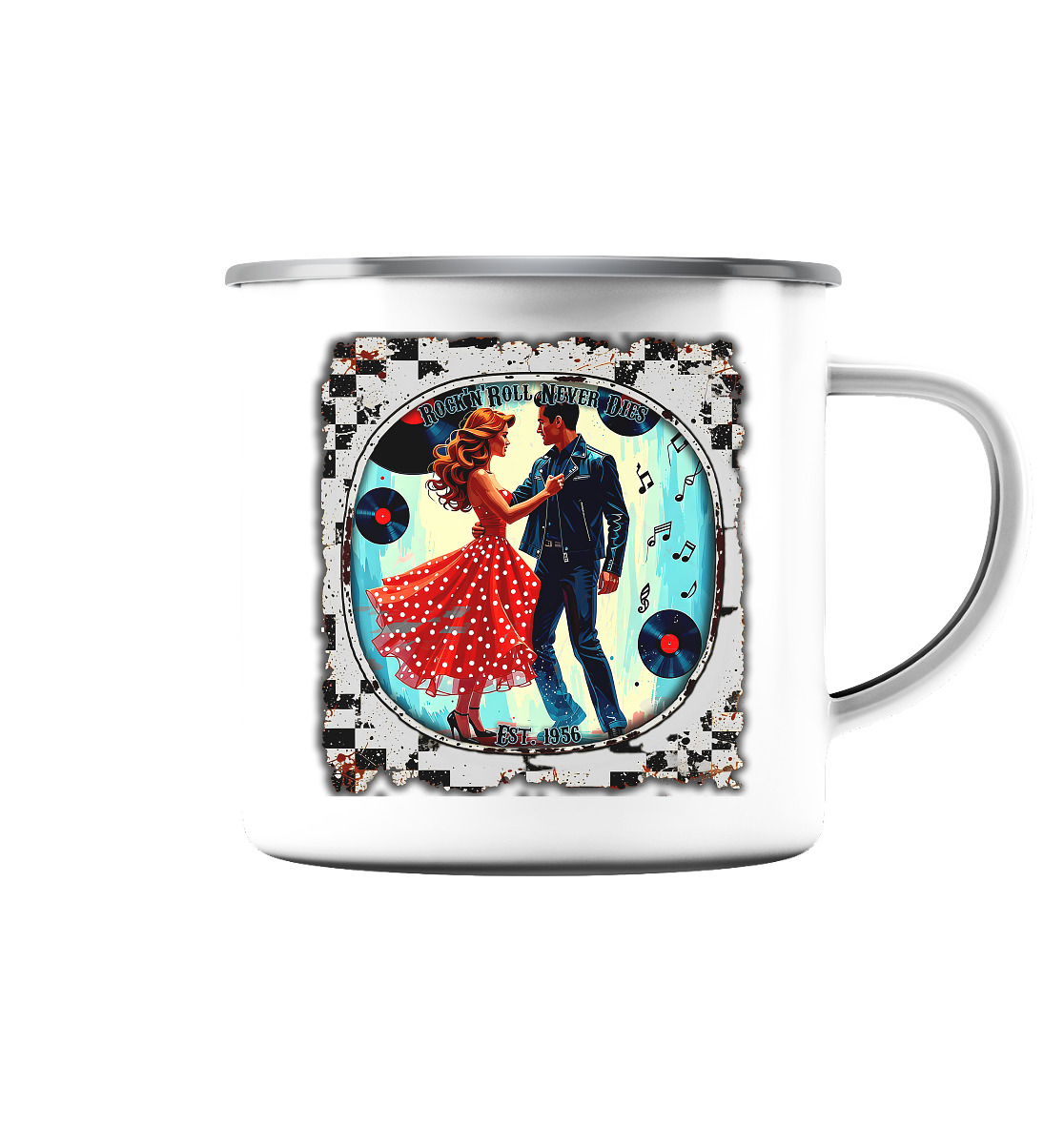 Rock´n Roll 10 - Emaille Tasse (Silber)