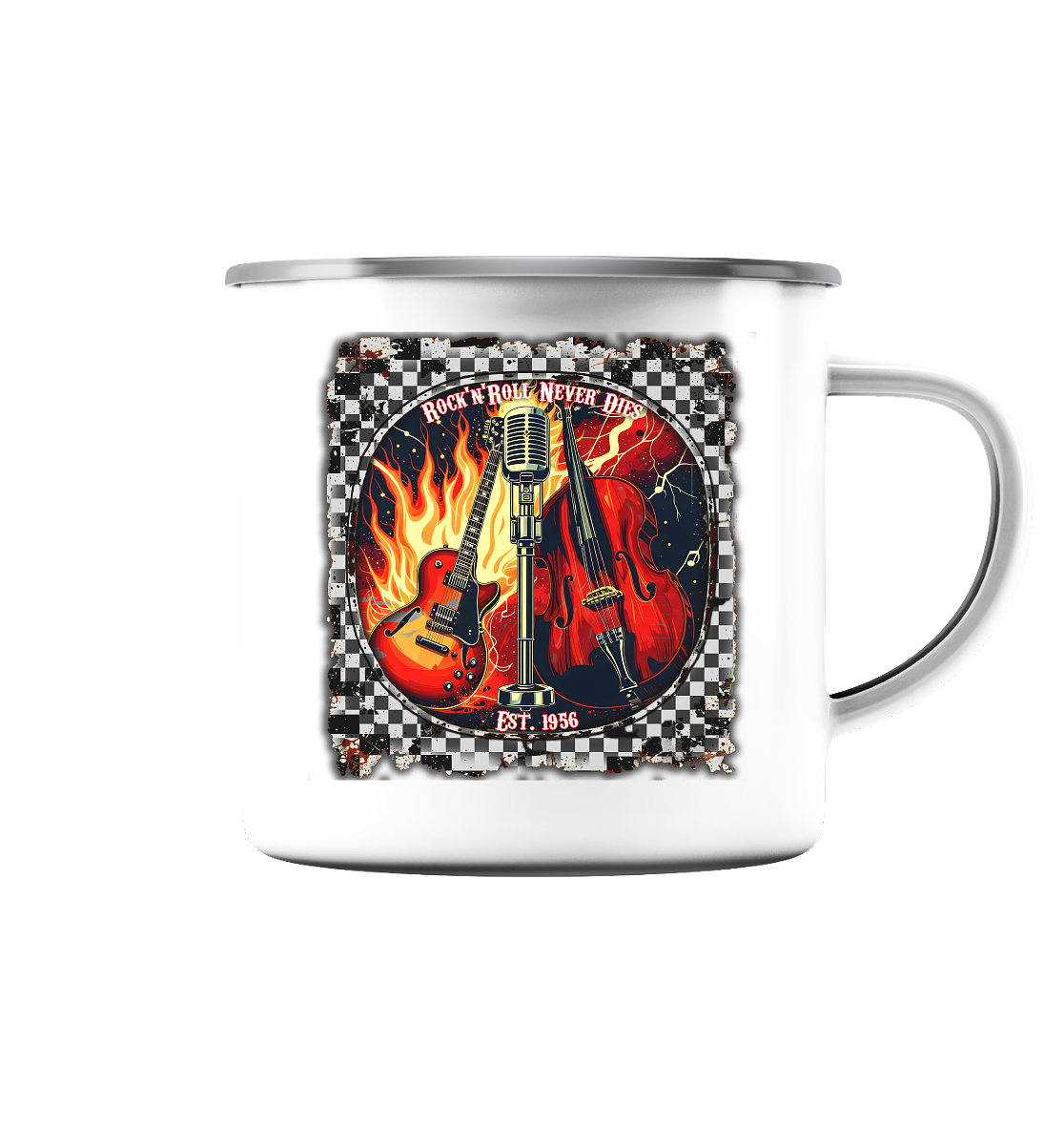 Rock´n Roll 2 - Emaille Tasse (Silber)