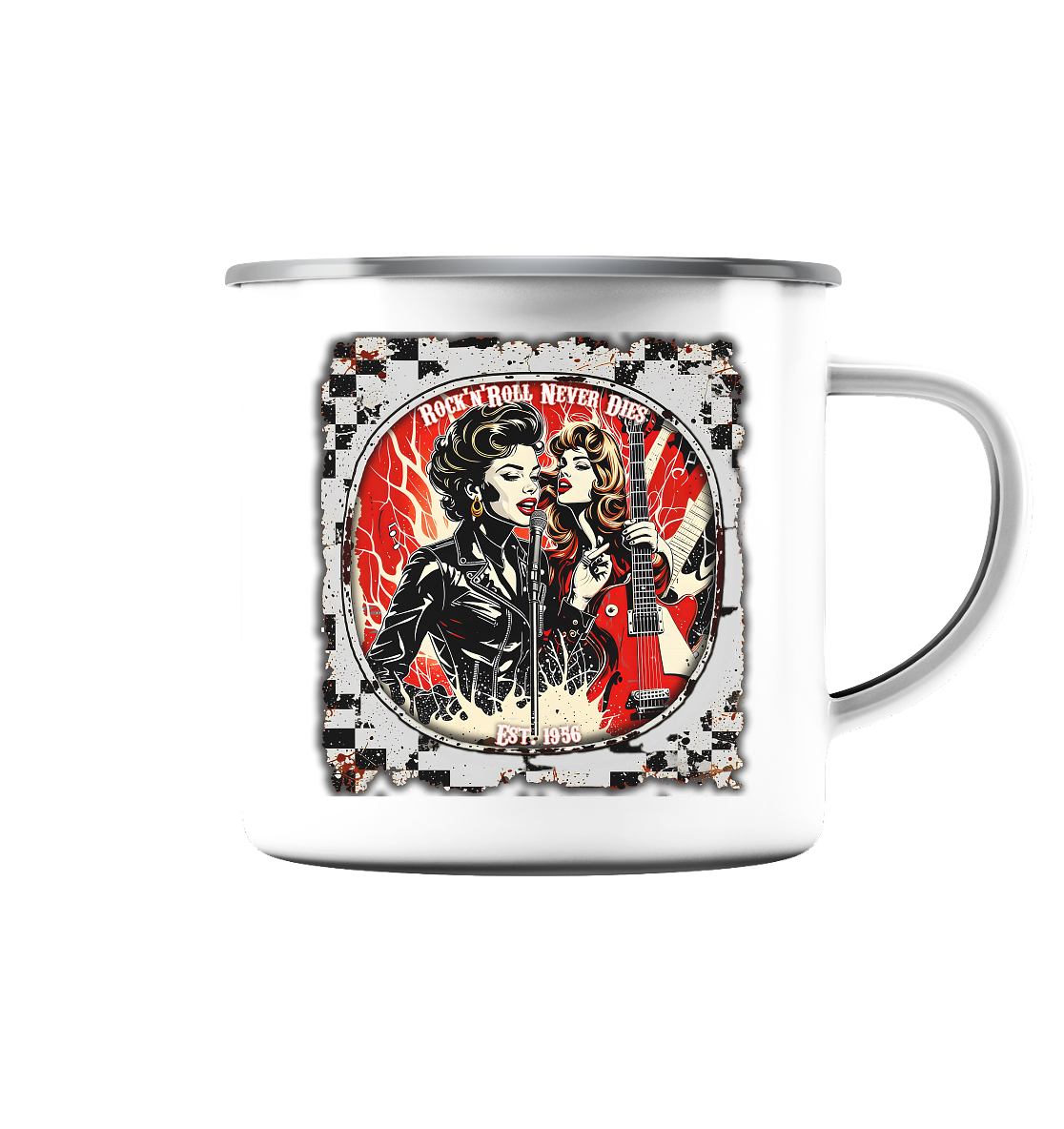 Rock´n Roll 4 - Emaille Tasse (Silber)