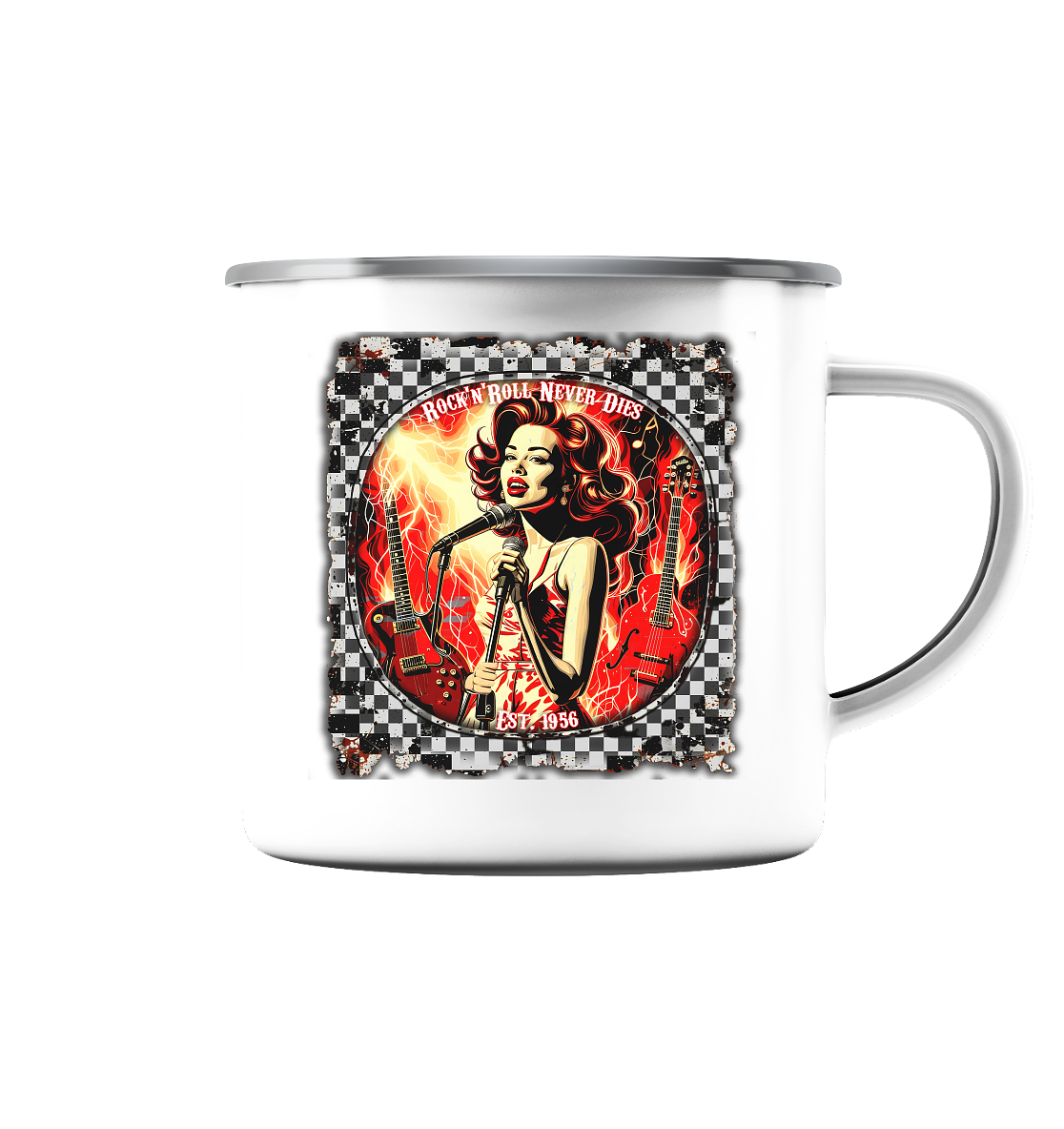 Rock´n Roll 3 - Emaille Tasse (Silber)