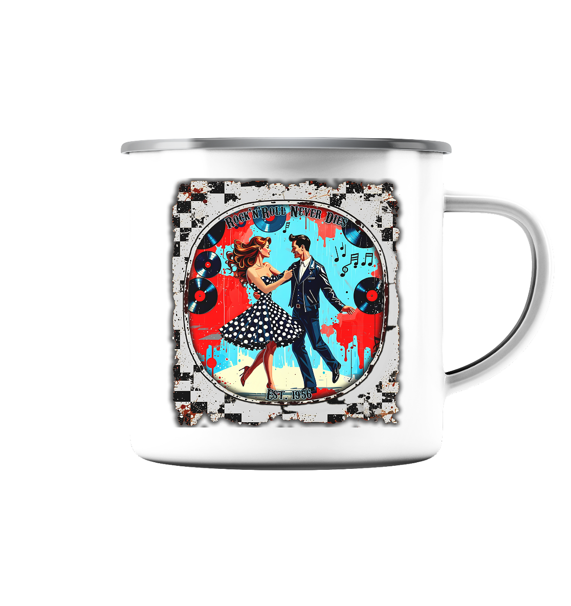 Rock´n Roll 11 - Emaille Tasse (Silber)