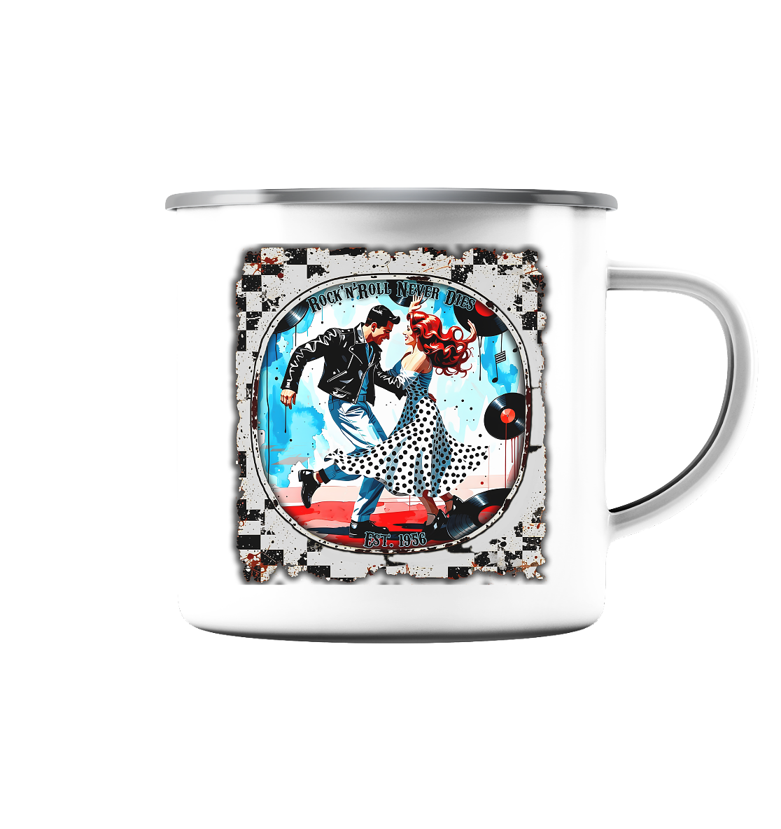 Rock´n Roll 9 - Emaille Tasse (Silber)