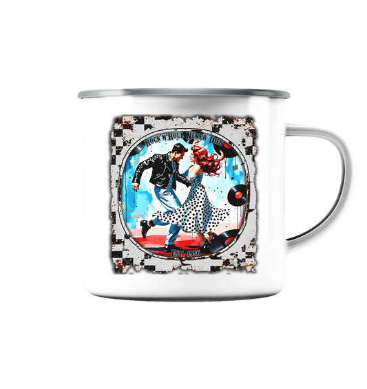 Rock´n Roll 9 - Emaille Tasse (Silber)