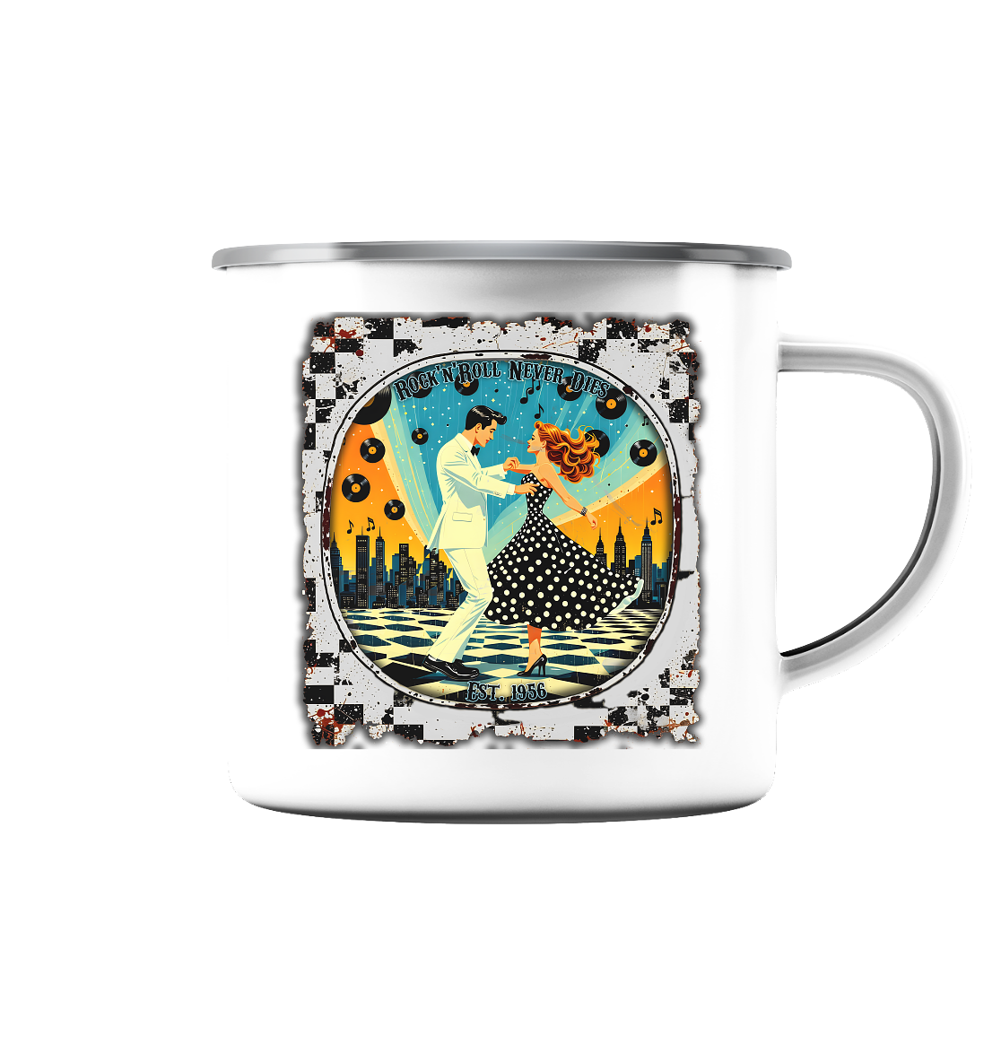 Rock´n Roll 6 - Emaille Tasse (Silber)