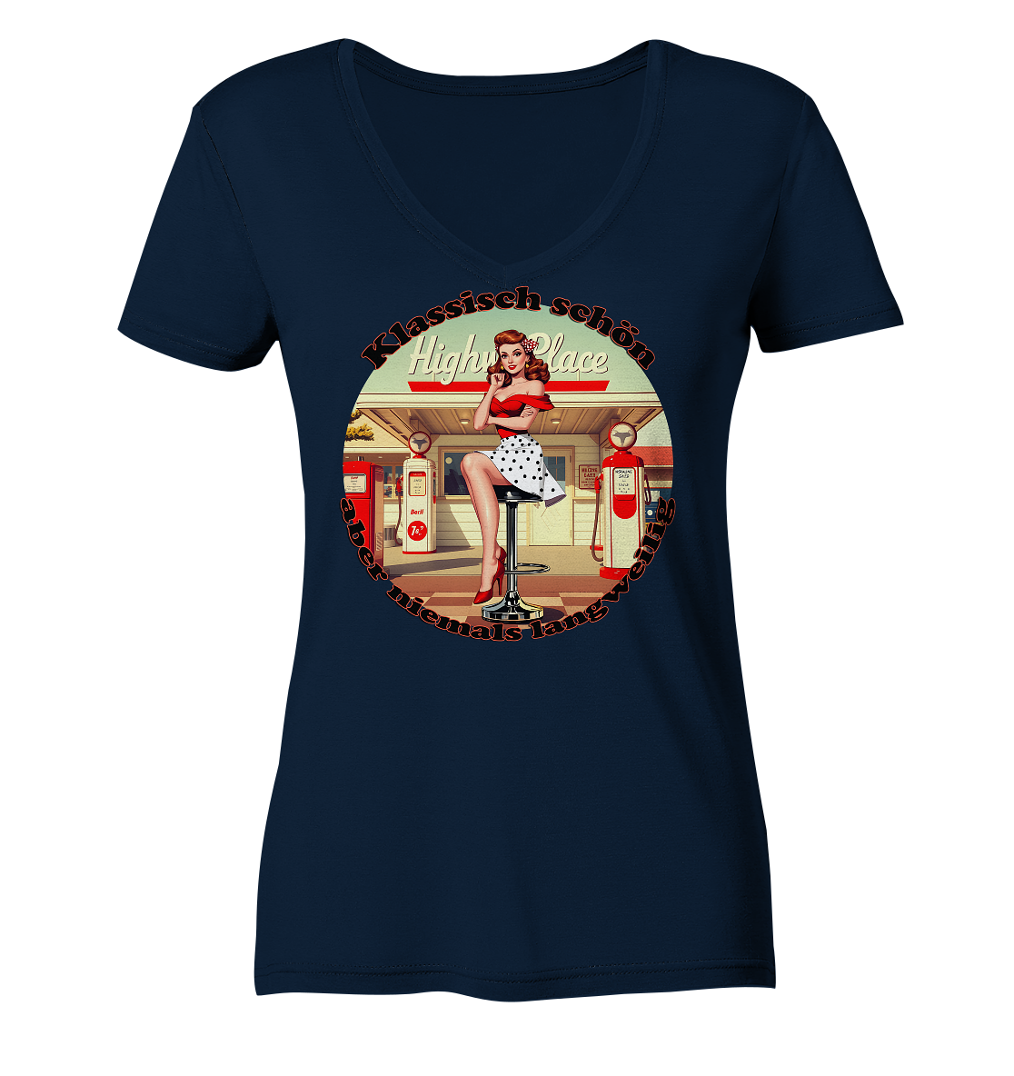 Pinup 9 - Ladies V-Neck Shirt