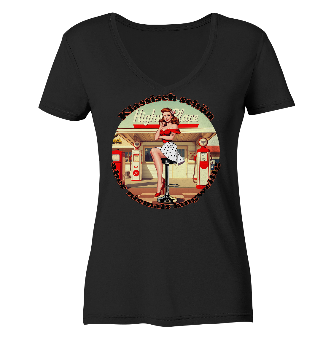 Pinup 9 - Ladies V-Neck Shirt