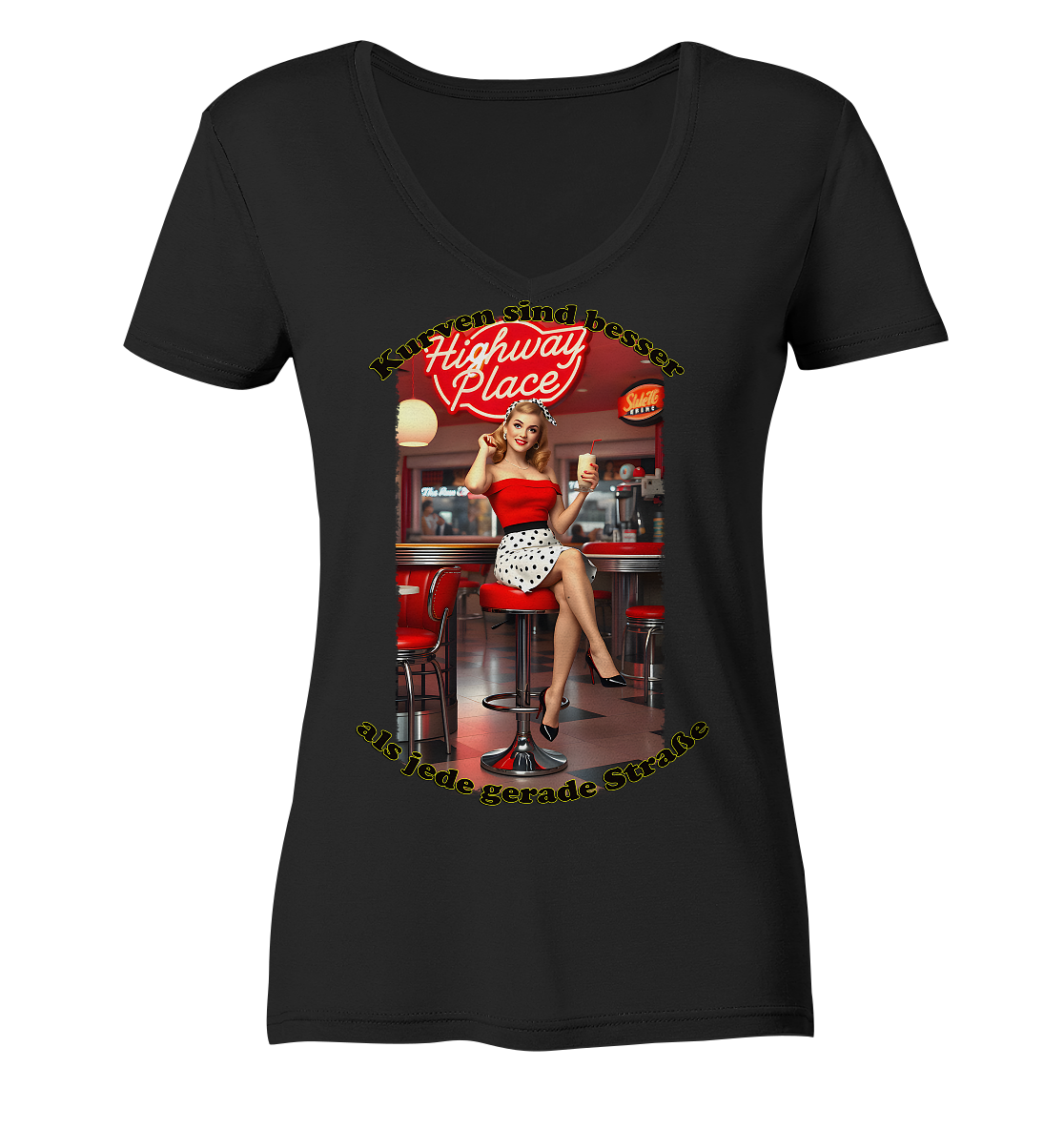 Pinup 3 - Ladies V-Neck Shirt